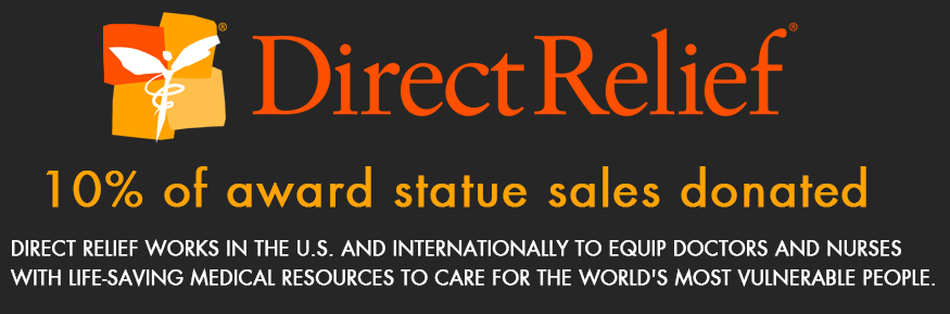 direct-relief logo - we are donating 10% of this year's statue sales to direct relief for medical supplies around the world